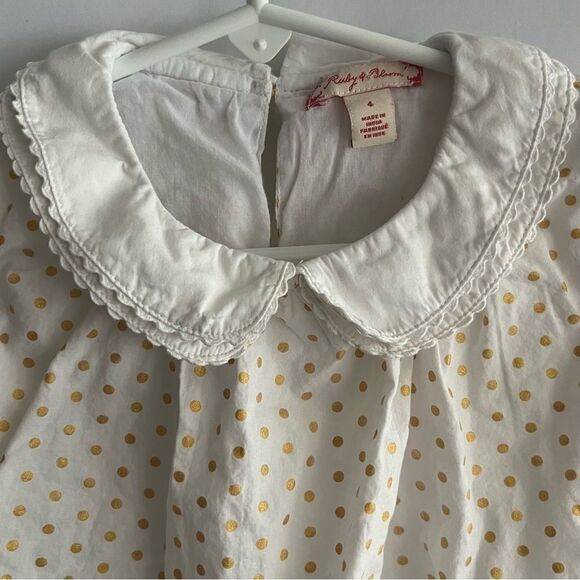 Kid's Ruby & Bloom Cream & Gold Polka Dot Long Sleeve Top - Picture 3 of 8